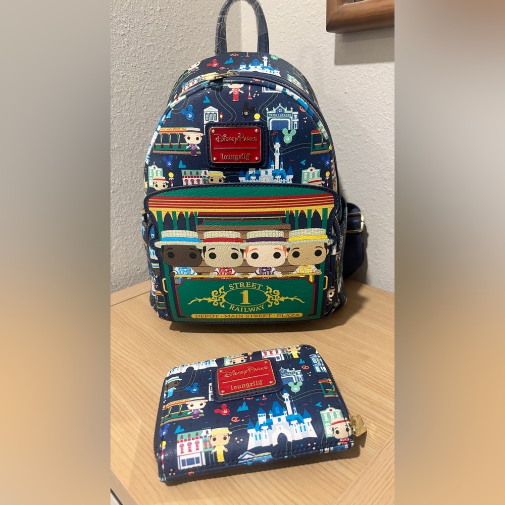 Loungefly Disney Parks Dapper Dans Main Street Backpack and Wallet NWT